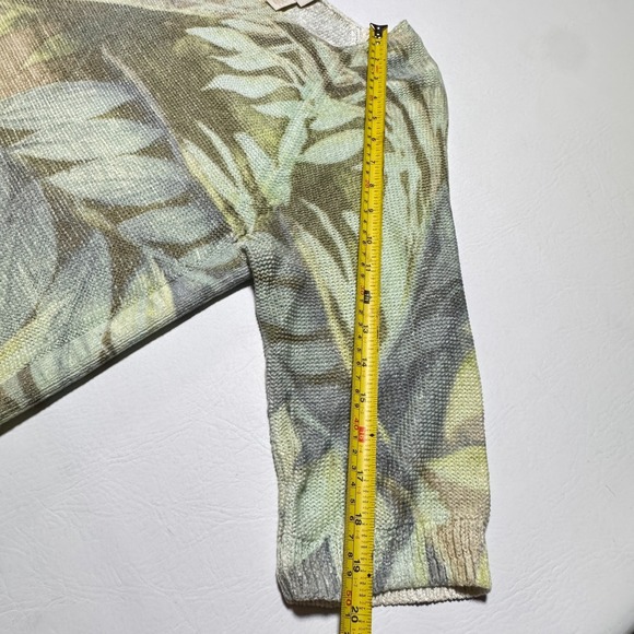 Chicos‎ Tropical Texture Marianne Pullover Tunic Sweater Green Botanical Print 2 - Picture 8 of 9